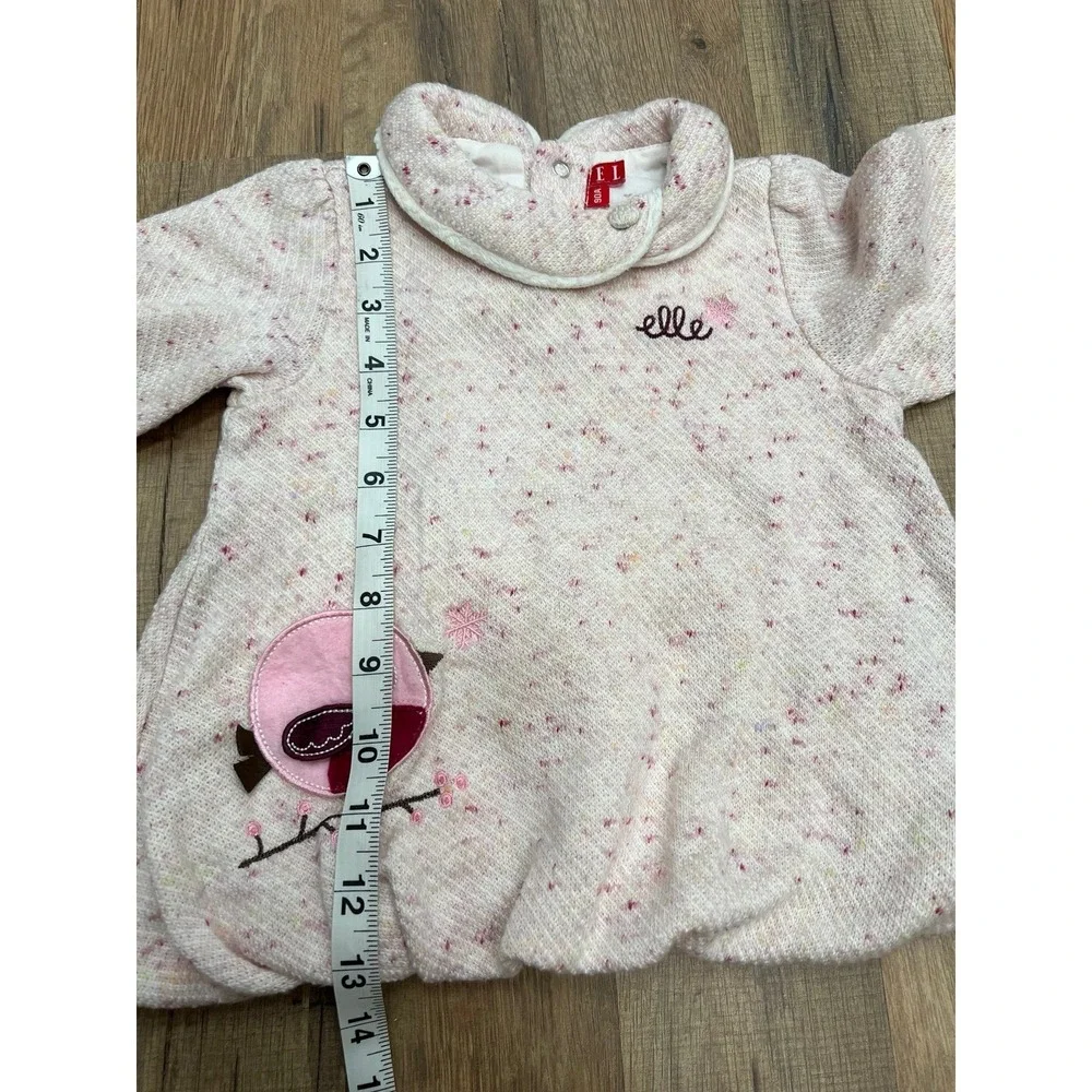 ELLE Baby Girl Dress Bundle 12M 18M | Cherry Print & Pink Bird Long Sleeve Outfi